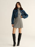 Veste Courte en Jean avec Col en Fausse Fourrure
