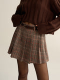 Gürtel-Plaid-Tweed-Minirock