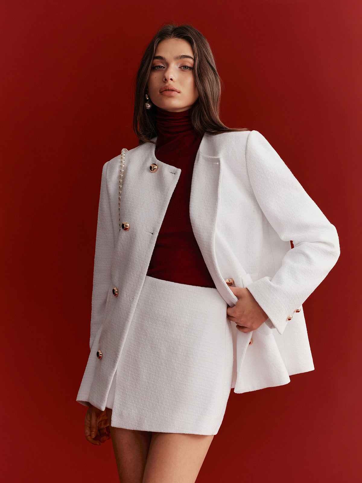 Blazer croisé en tweed métallisé