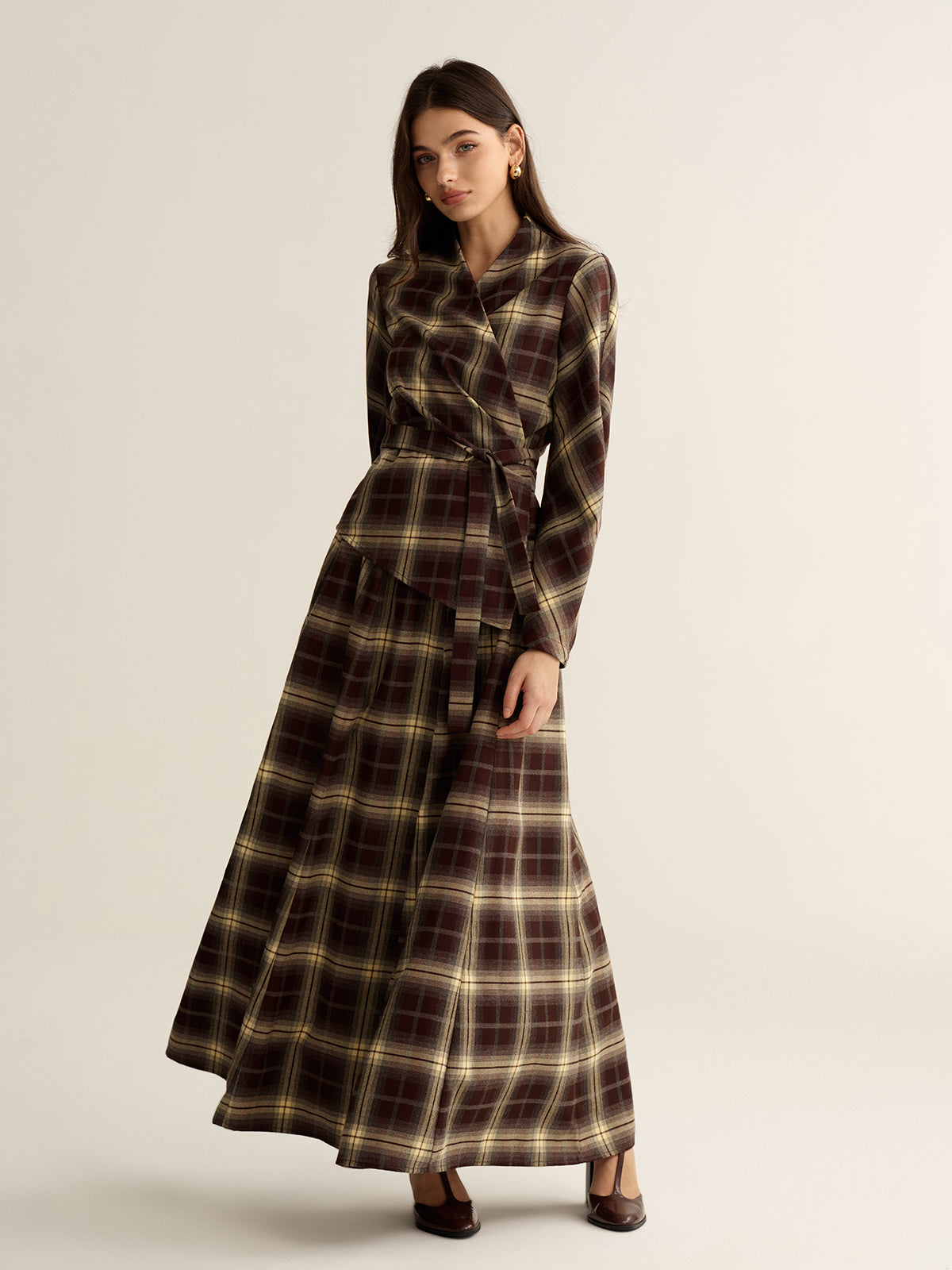 Chemise ajustée portefeuille à carreaux asymétriques