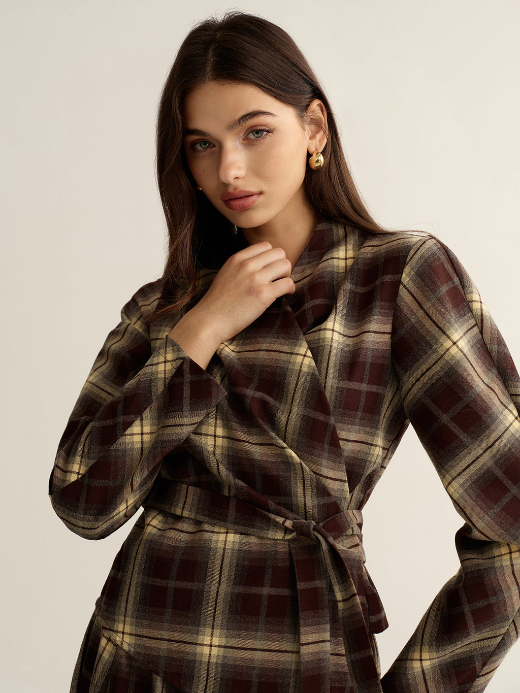 Chemise ajustée portefeuille à carreaux asymétriques