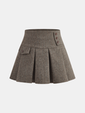 Fischgrat-Tweed Falten-Minirock