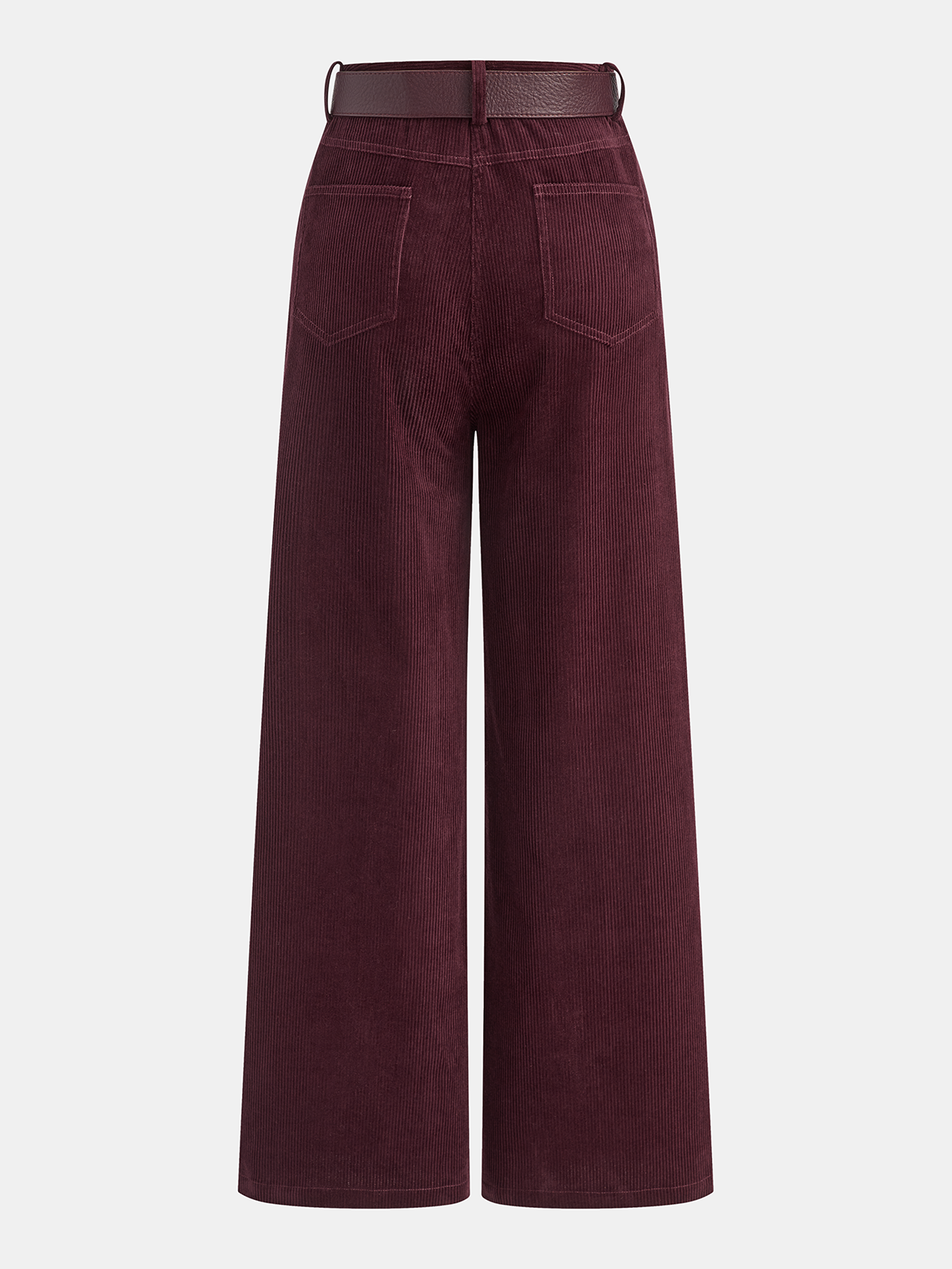 Pantalon droit en velours côtelé ceinturé