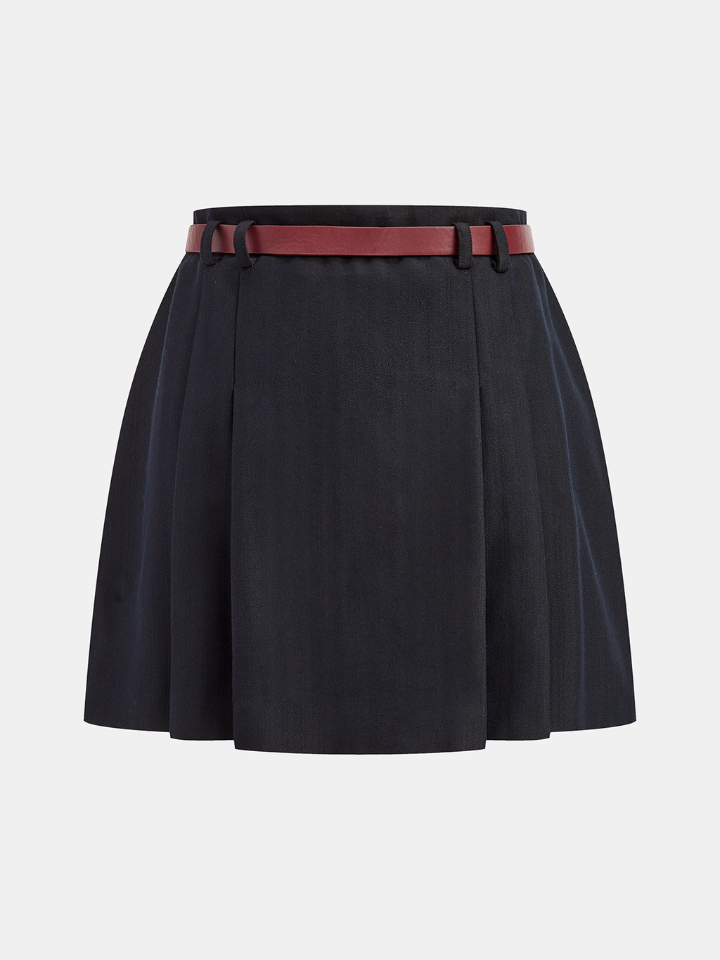Mini-jupe plissée ceinturée