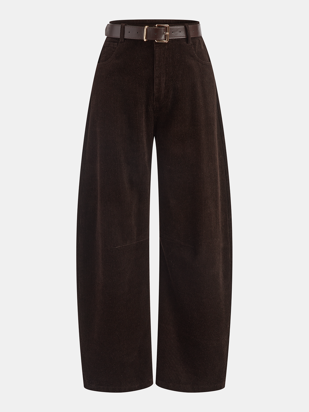 Pantalon large en velours côtelé avec ceinture