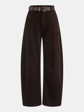 Pantalon large en velours côtelé avec ceinture