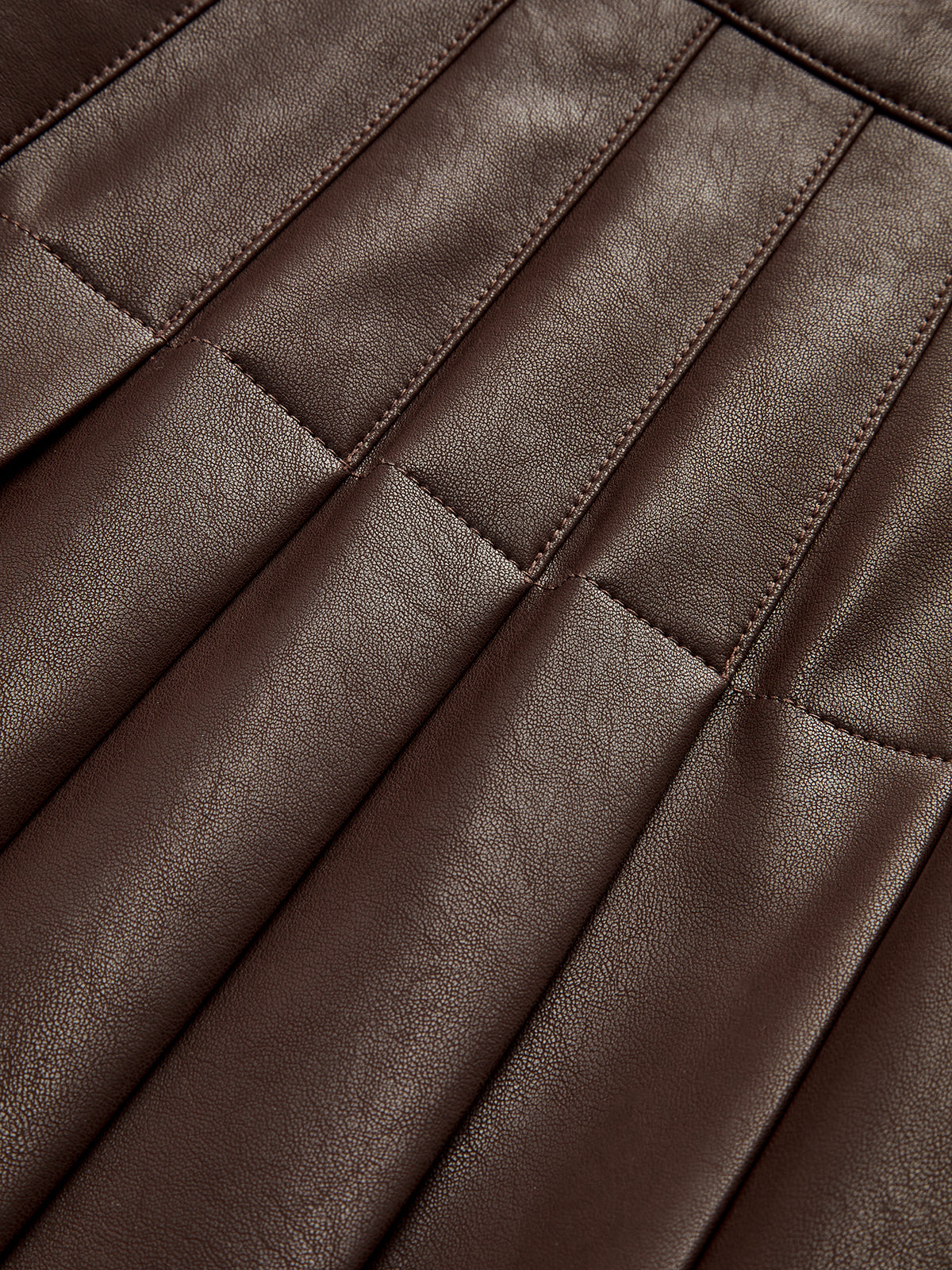 Double Buckle Detail Faux Leather Midi Skirt
