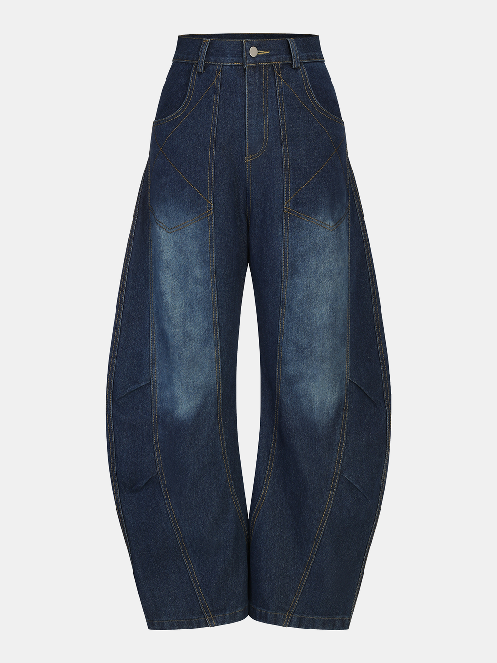 Jeans mit gebogenem Bein und mittlerer Bundhöhe