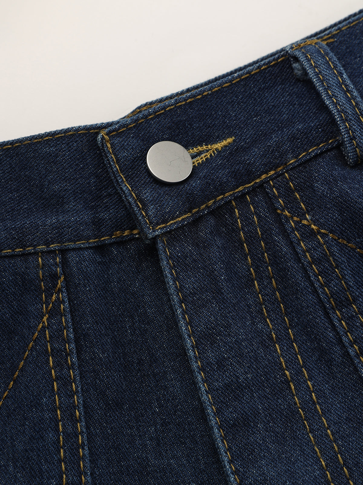 Mid-Waist Denim Curved-Leg Jeans
