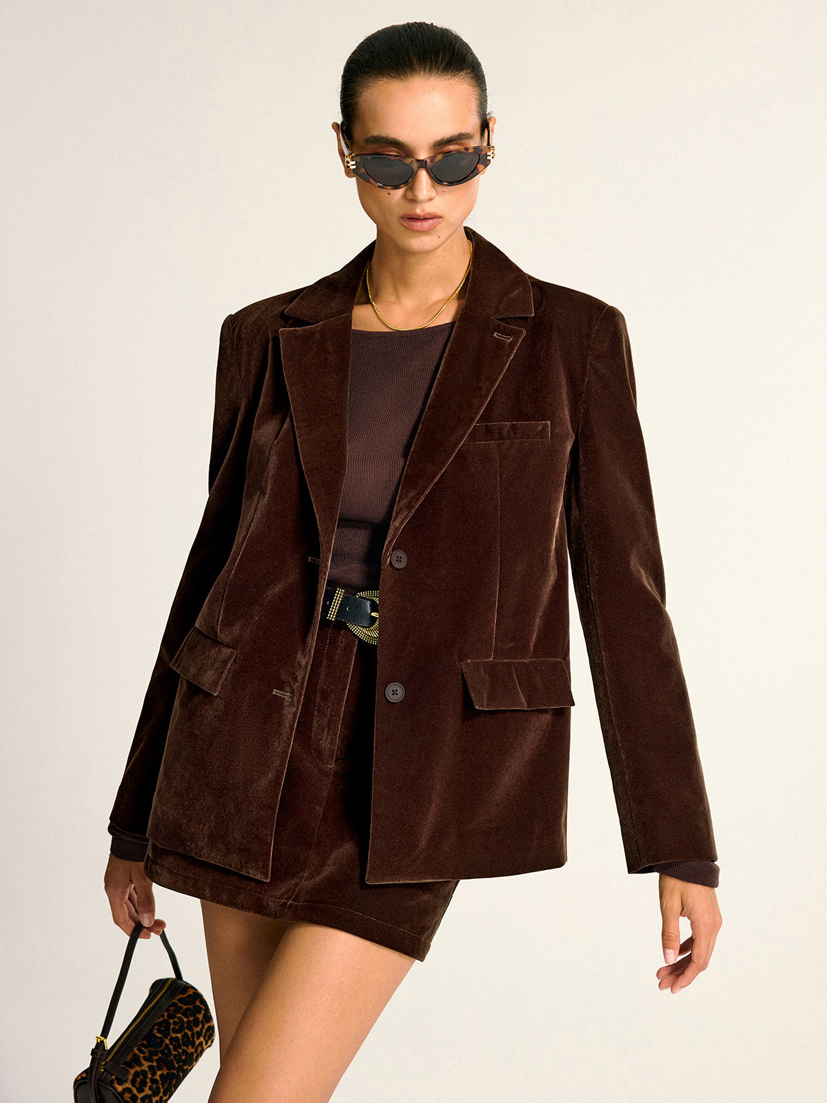Blazer en velours à col châle