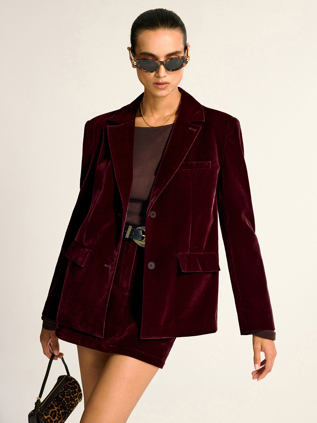 Blazer en velours à col châle