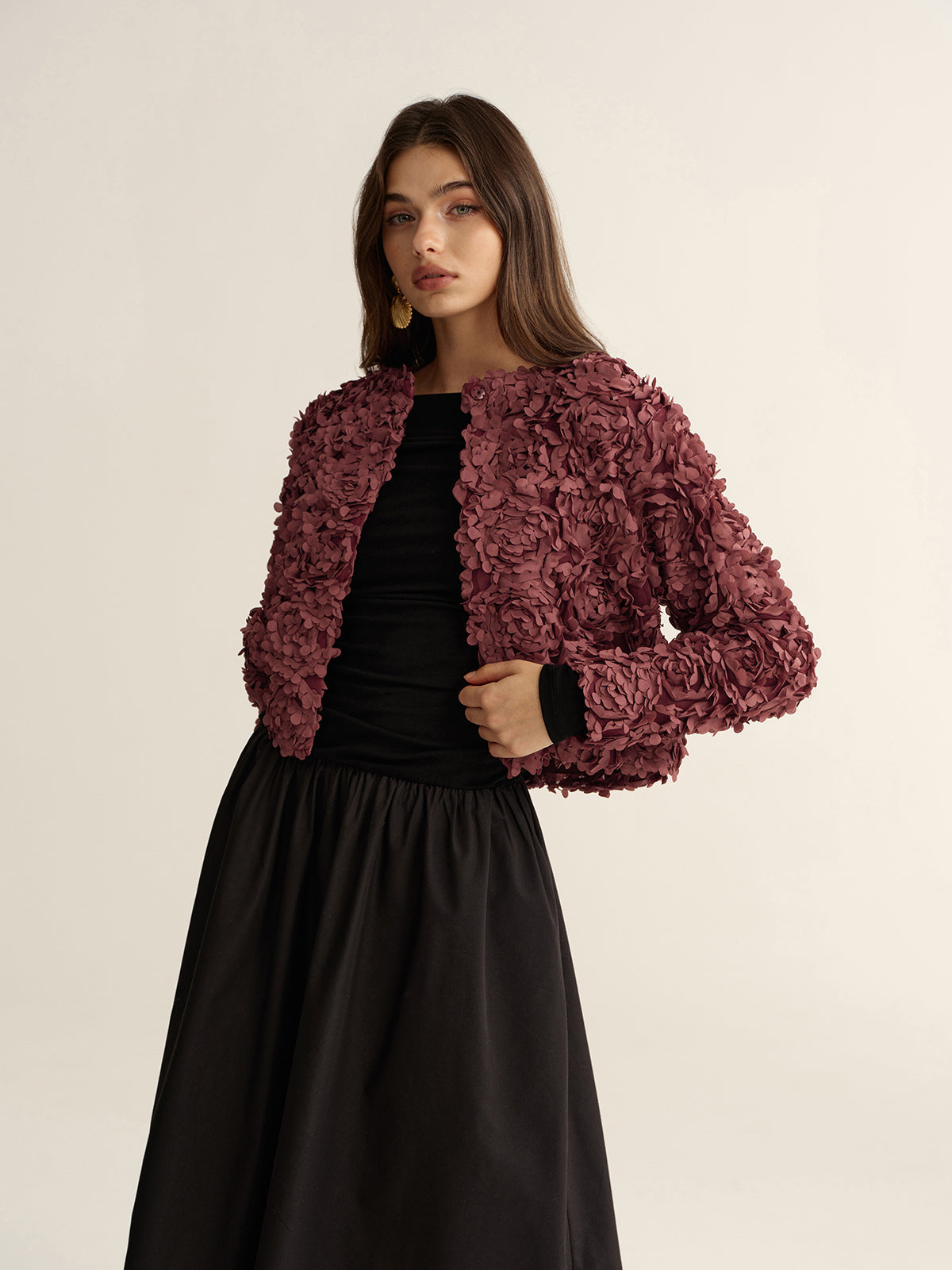 3D-Blumen-Cropped-Jacke