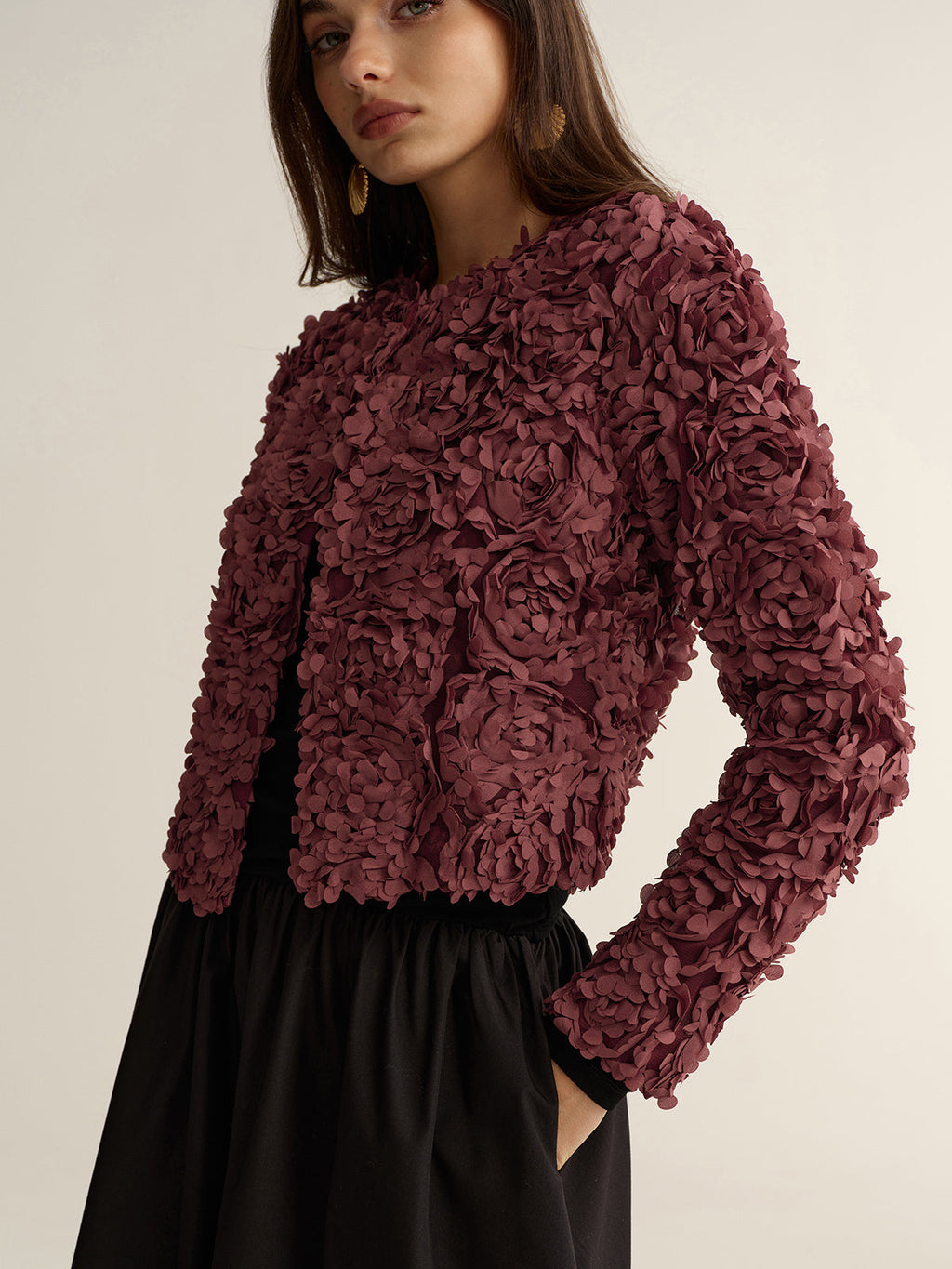 Veste courte florale 3D