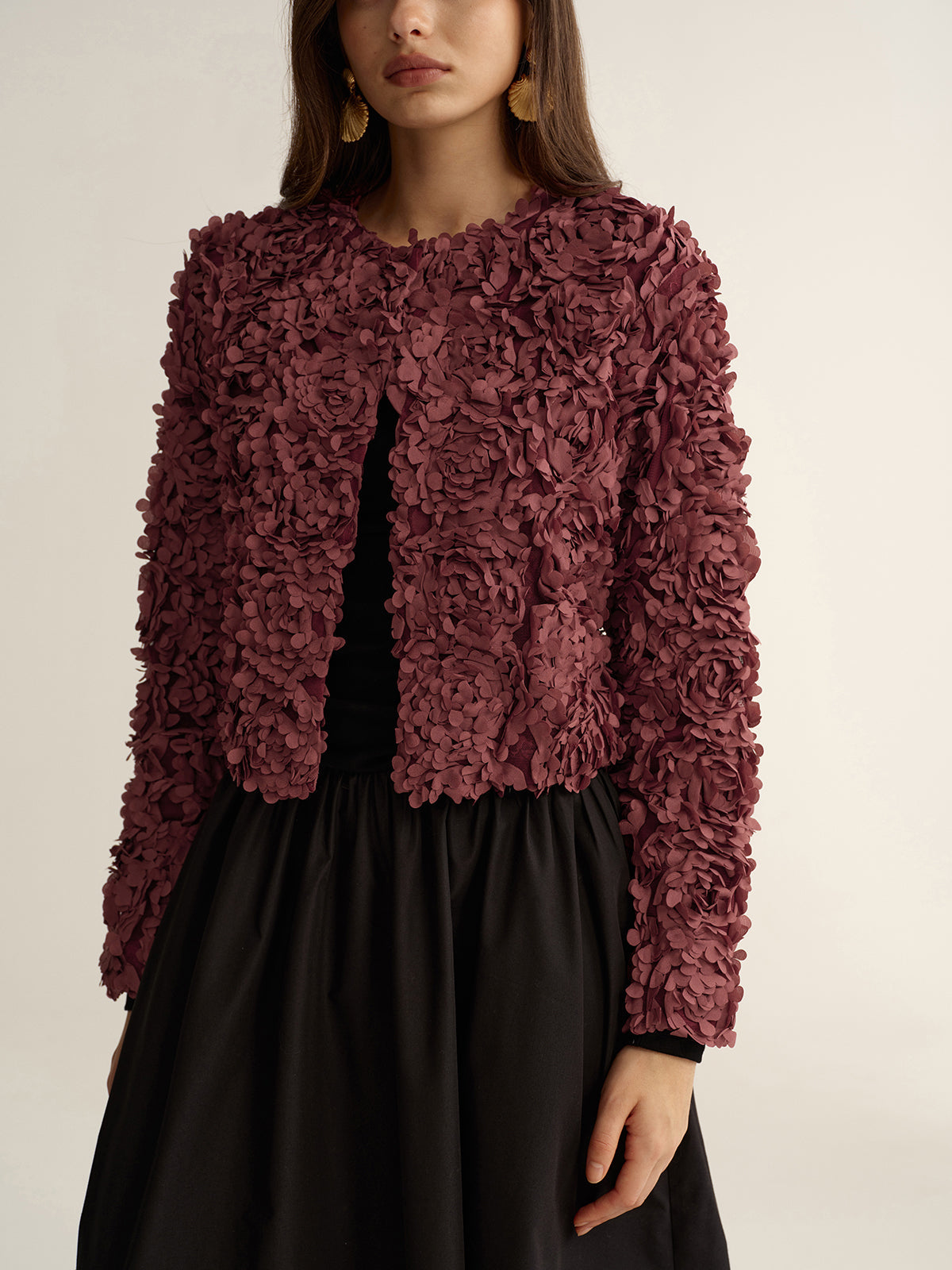 3D Floral Cropped Jacket
