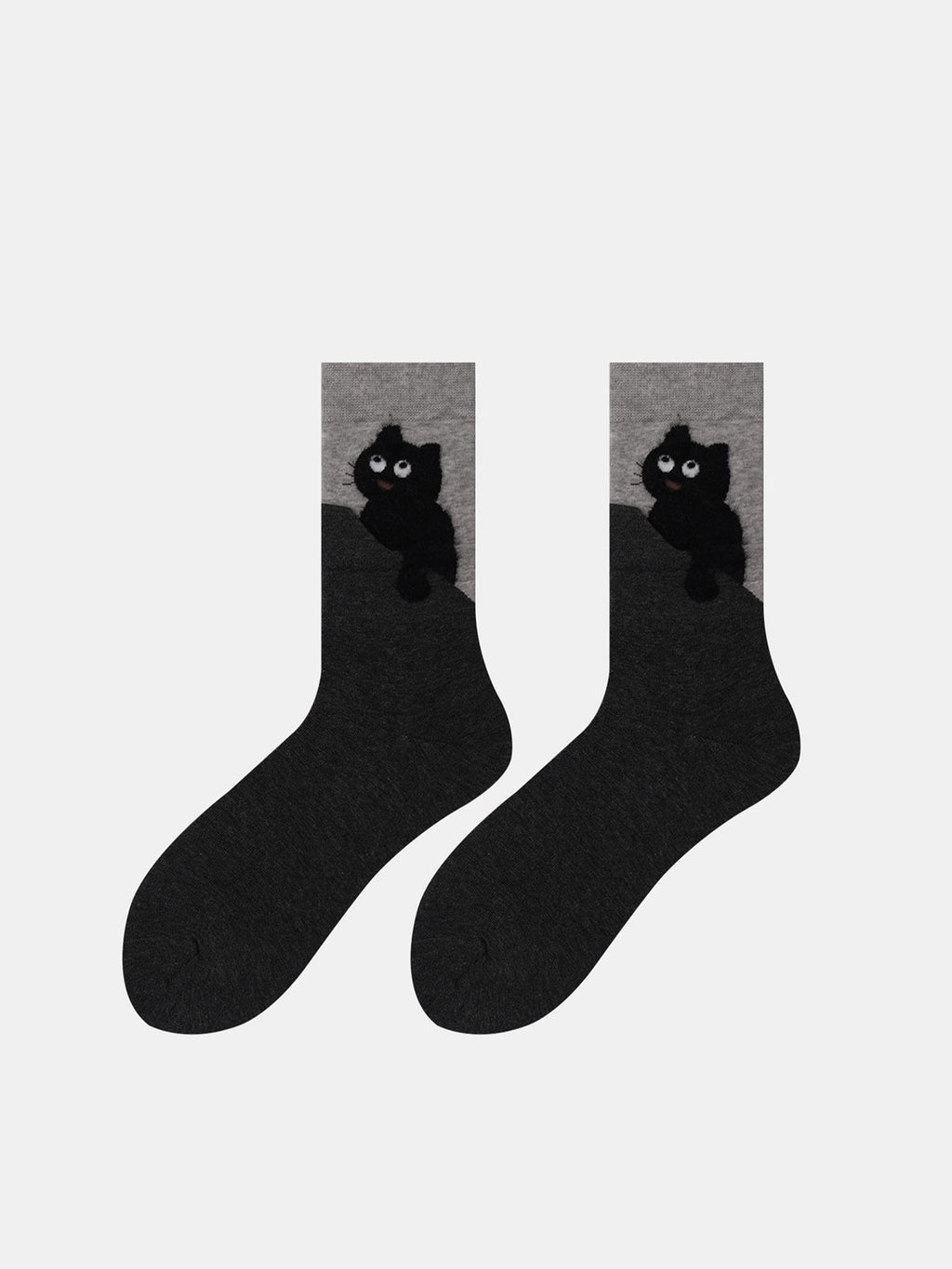 Chaussettes mi-mollet avec motif de chat détaillé