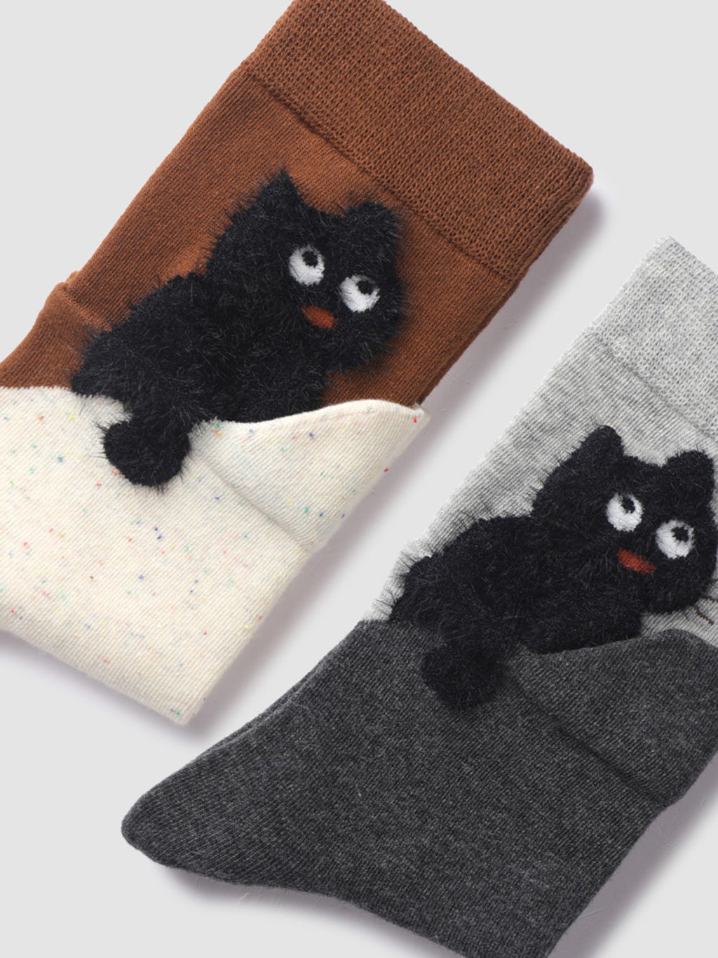 Chaussettes mi-mollet avec motif de chat détaillé