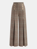 Pantalon large écossais fendu avec détail métallique