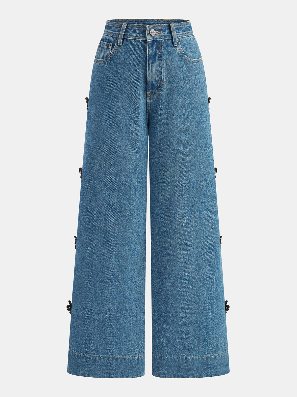 Jeans mit weitem Bein und Schleifendetail