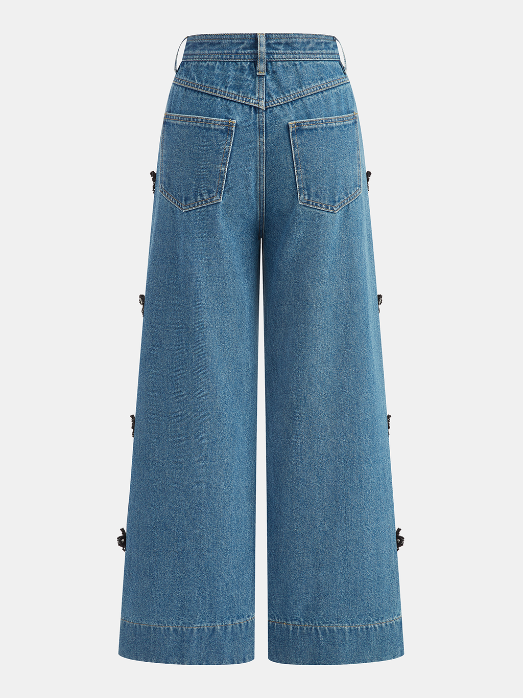 Jeans mit weitem Bein und Schleifendetail
