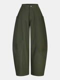 Mid-Waist Curved-Leg Pants