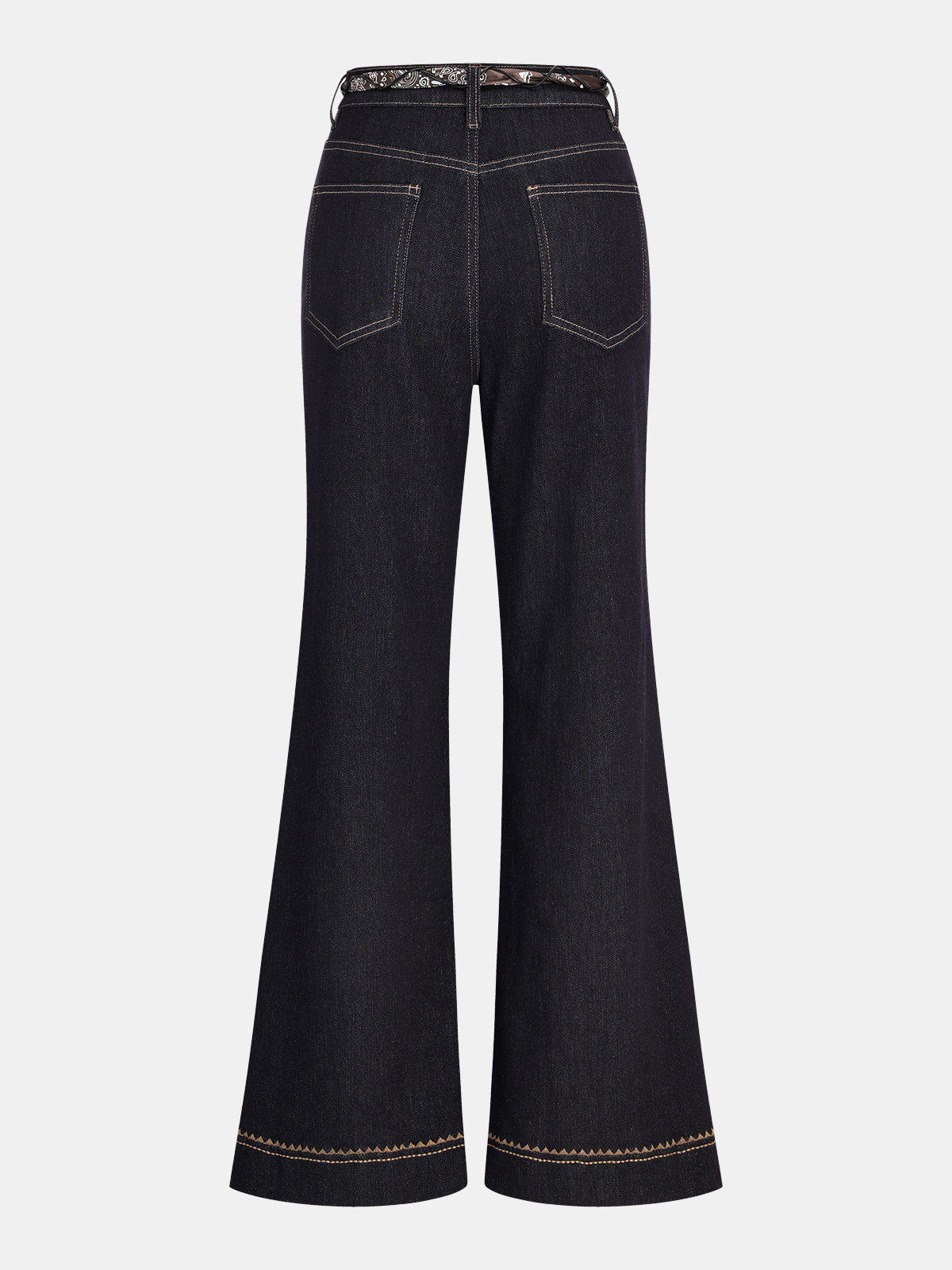 Mid-Waist Flared Jeans with Scarf Belt