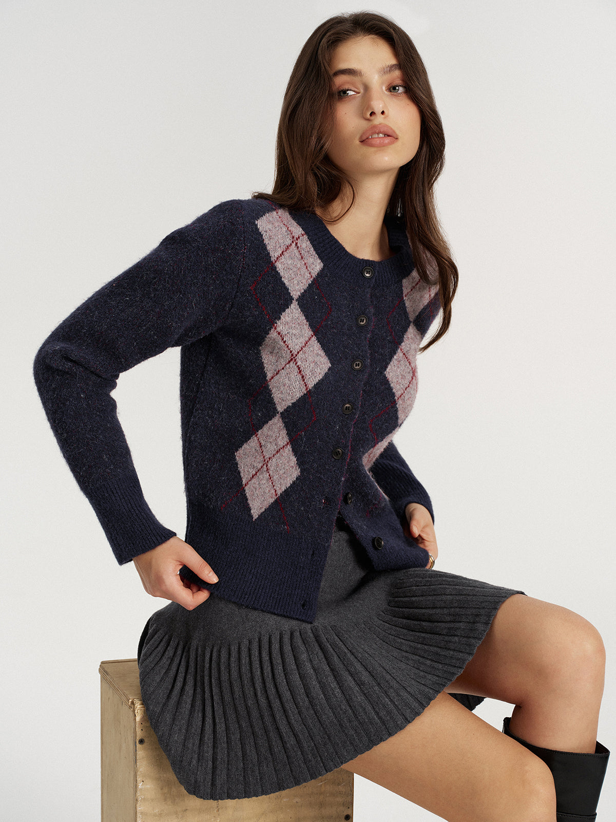 Gilet en laine mélangée jacquard Argyle
