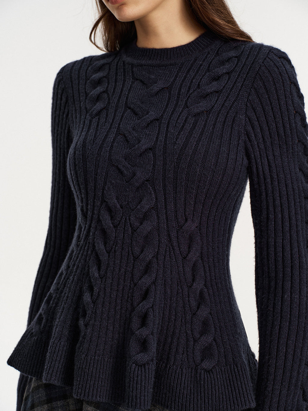Pull torsadé en cachemire mélangé sans ceinture