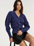Cardigan en maille à col en V et boutons en métal