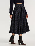 Jupe mi-longue en tweed écossais