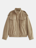 Oversized Suede Effect Utility Jacket