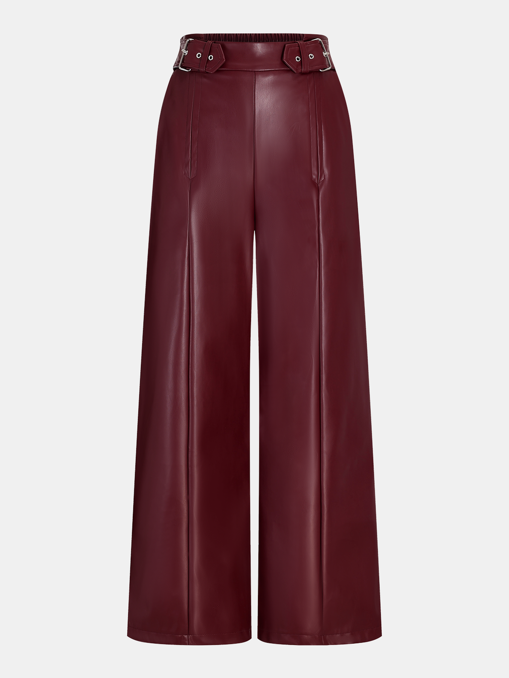 High-Waist Hose aus Kunstleder mit geradem Bein