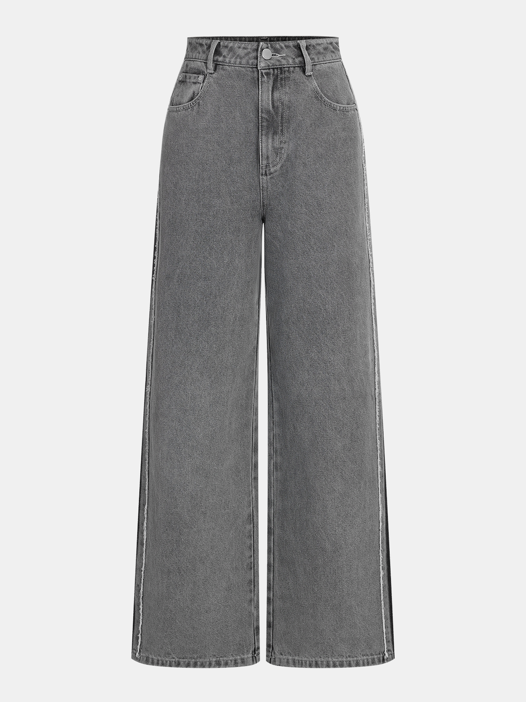 Jeans mit Seitenstreifen und weitem Bein