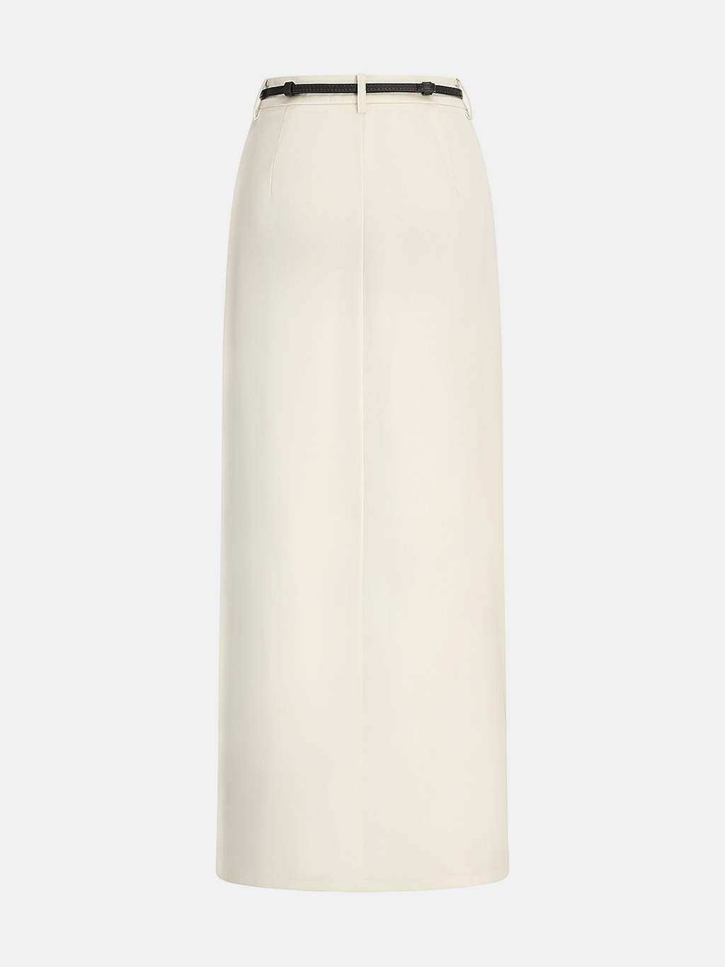 Belted Satin Straight Maxi Skirt