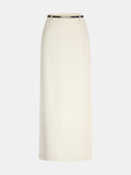 Belted Satin Straight Maxi Skirt