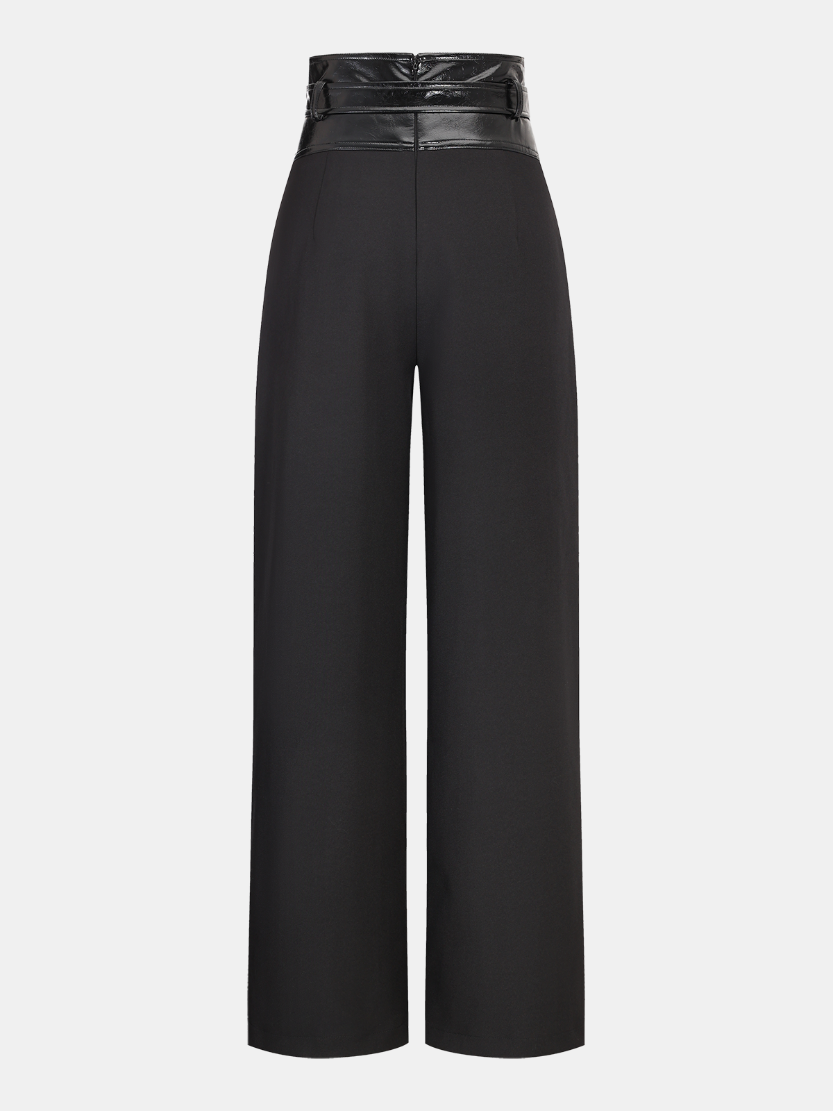 Kunstlederhose mit weitem Bein, Bund und Gürtel