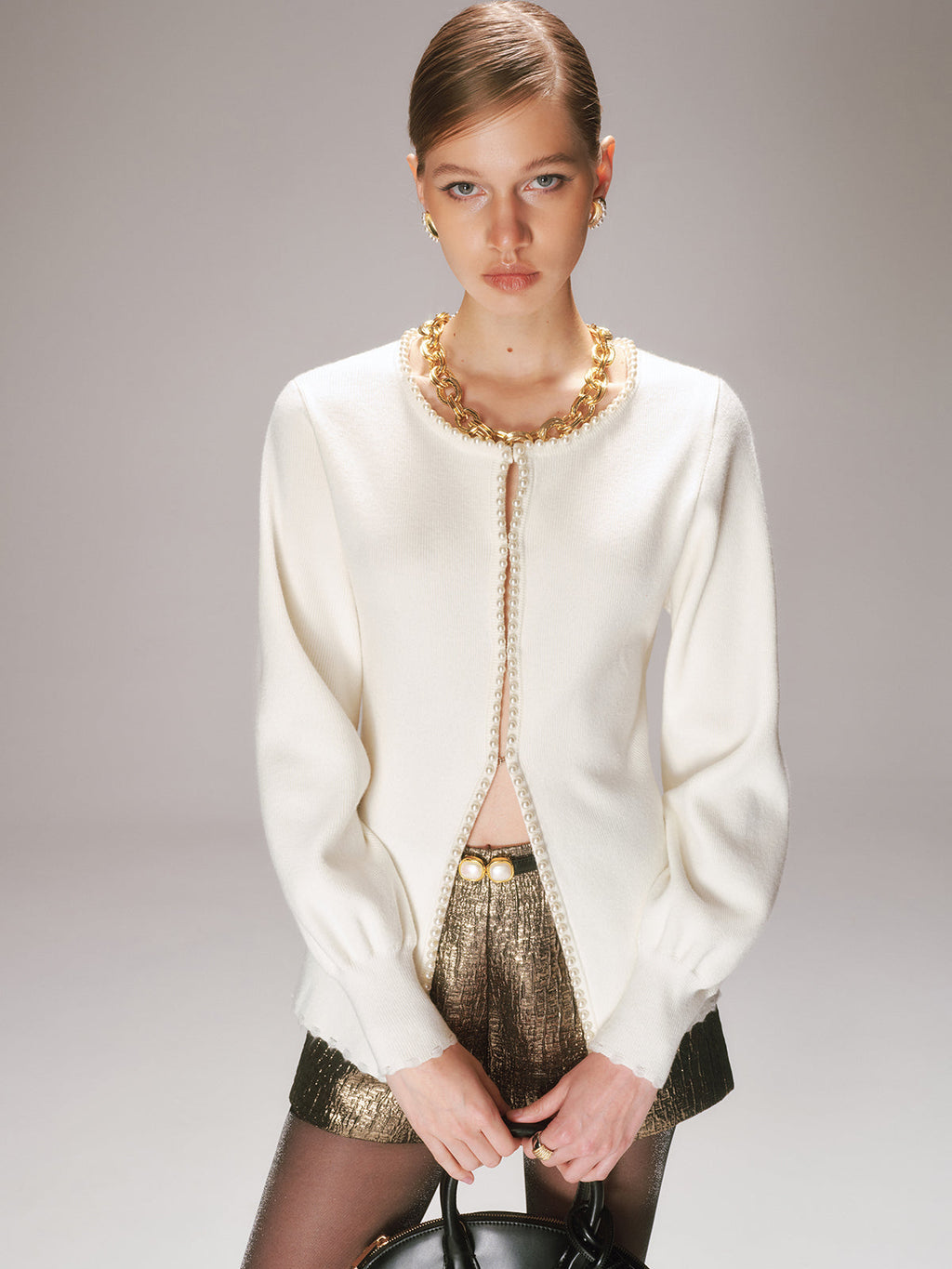 Gilet en tricot avec perles