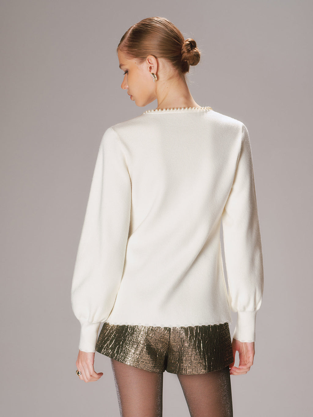 Gilet en tricot avec perles