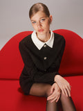 Mini-Tweedkleid mit Kontrastkragen