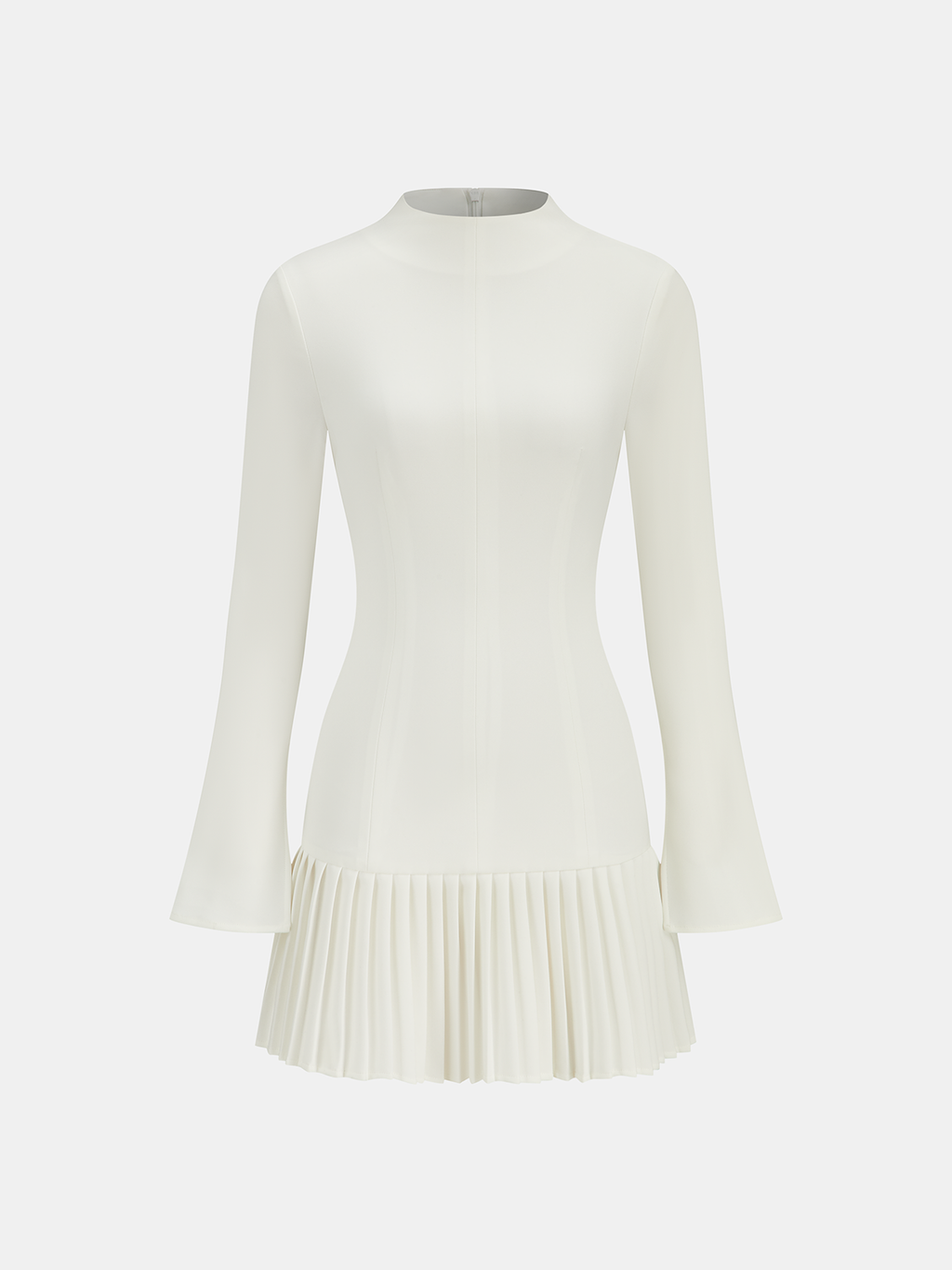 Mini-robe plissée à col montant