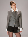 Taillierter Tweed-Blazer mit Kontrastkragen