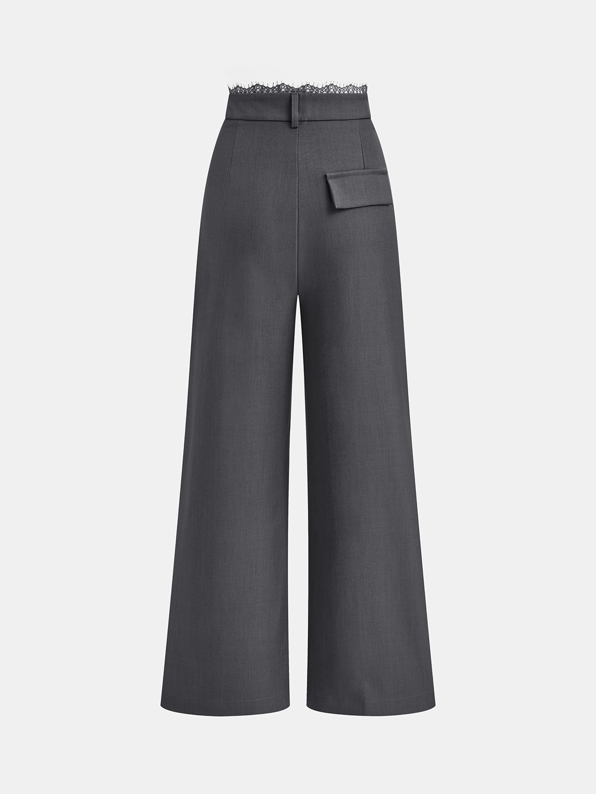 High-Waist Hose mit Spitzenbesatz und weitem Bein