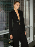 Buckle Detail Stand Collar Blazer