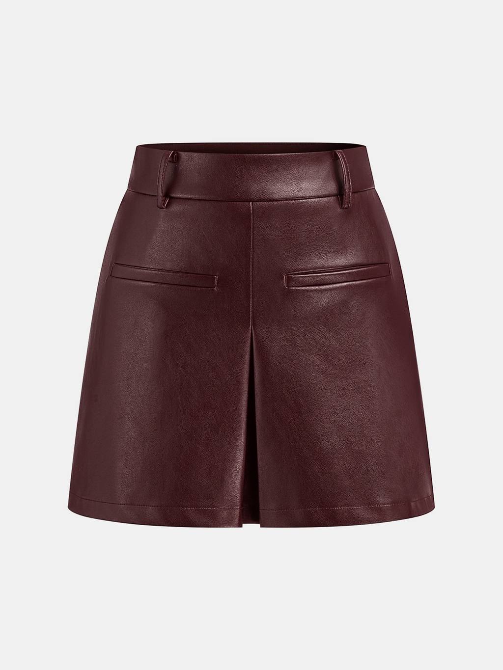 Faux Leather Slit Mini Skirt