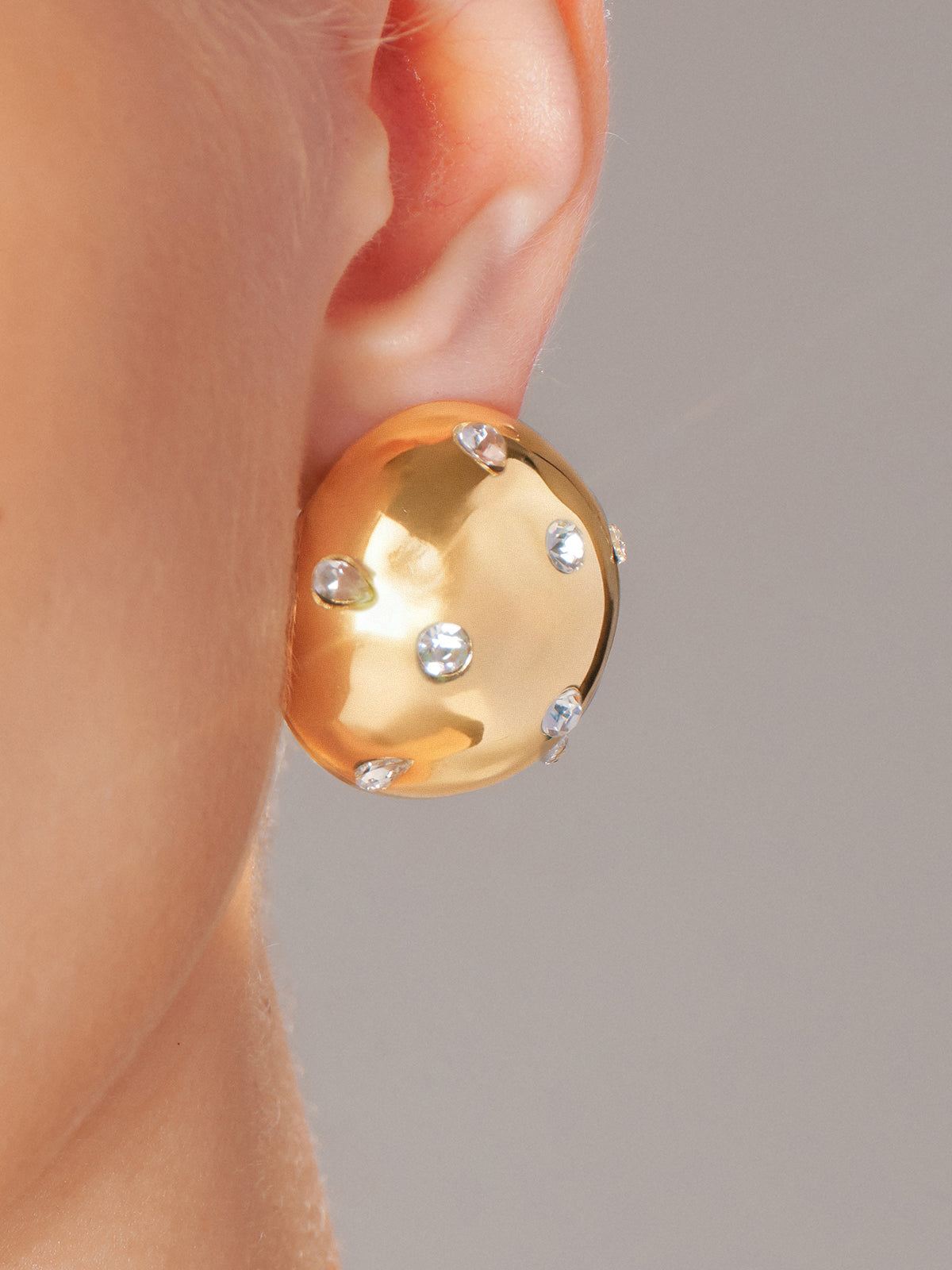 Boucles d'oreilles clous en cristal sphérique