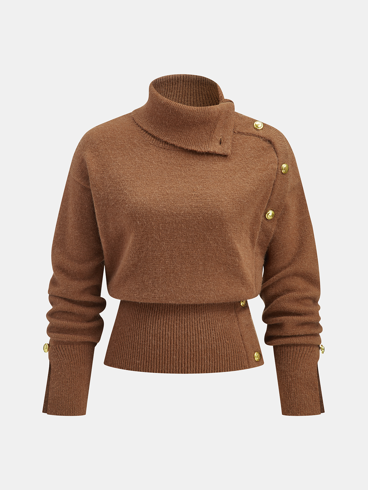Taillierter, asymmetrischer Rollkragenpullover