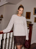 Pullover aus Wollmischung mit Ajourmuster
