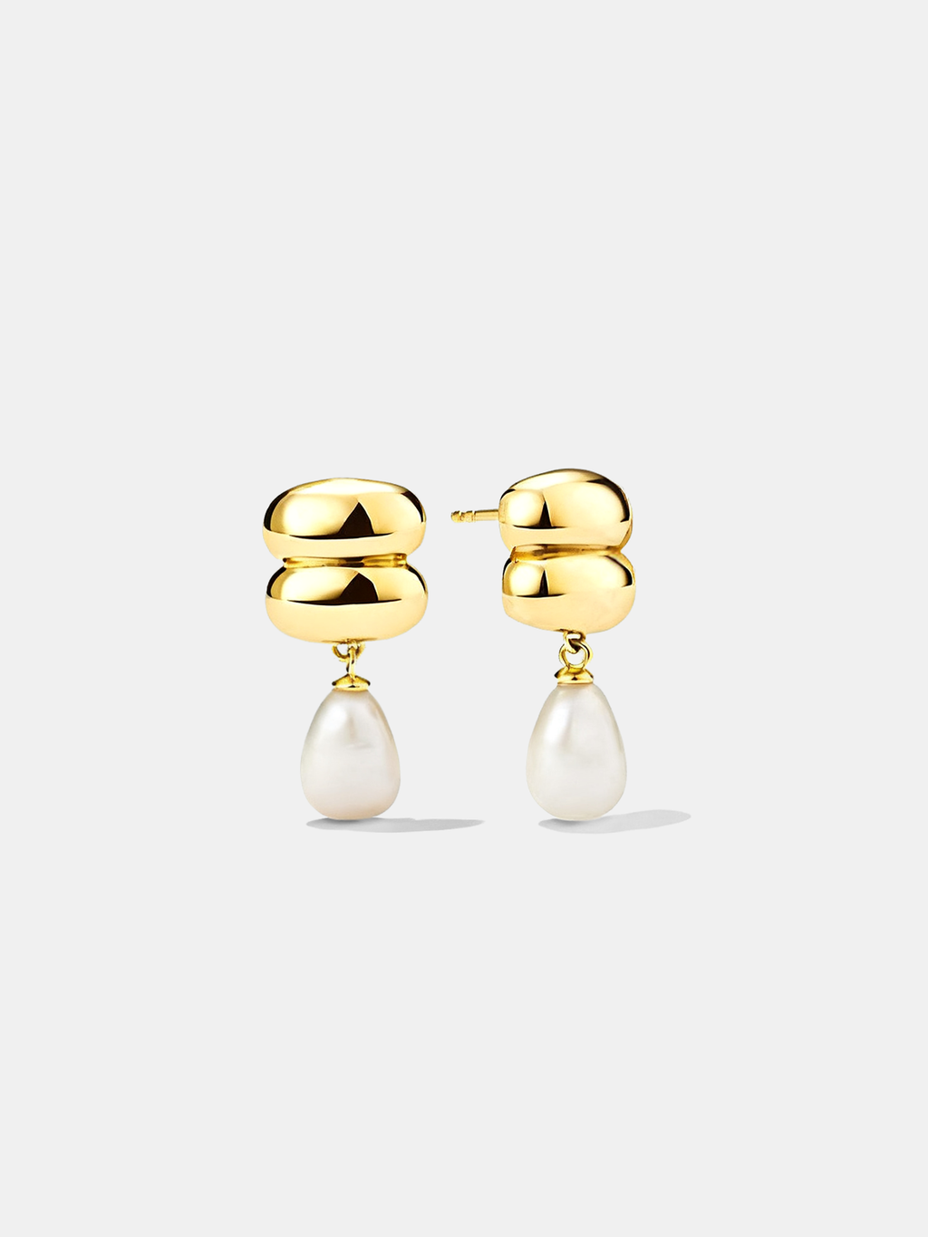 Boucles d'oreilles pendantes doubles dômes avec perles en forme de goutte