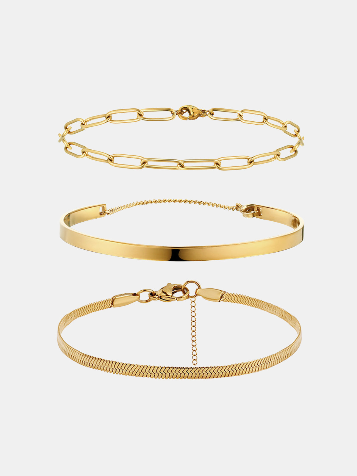 3-teiliges Armband-Set mit geometrischer Kette