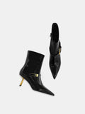 Lackleder Stiletto-Stiefeletten mit spitzer Kappe