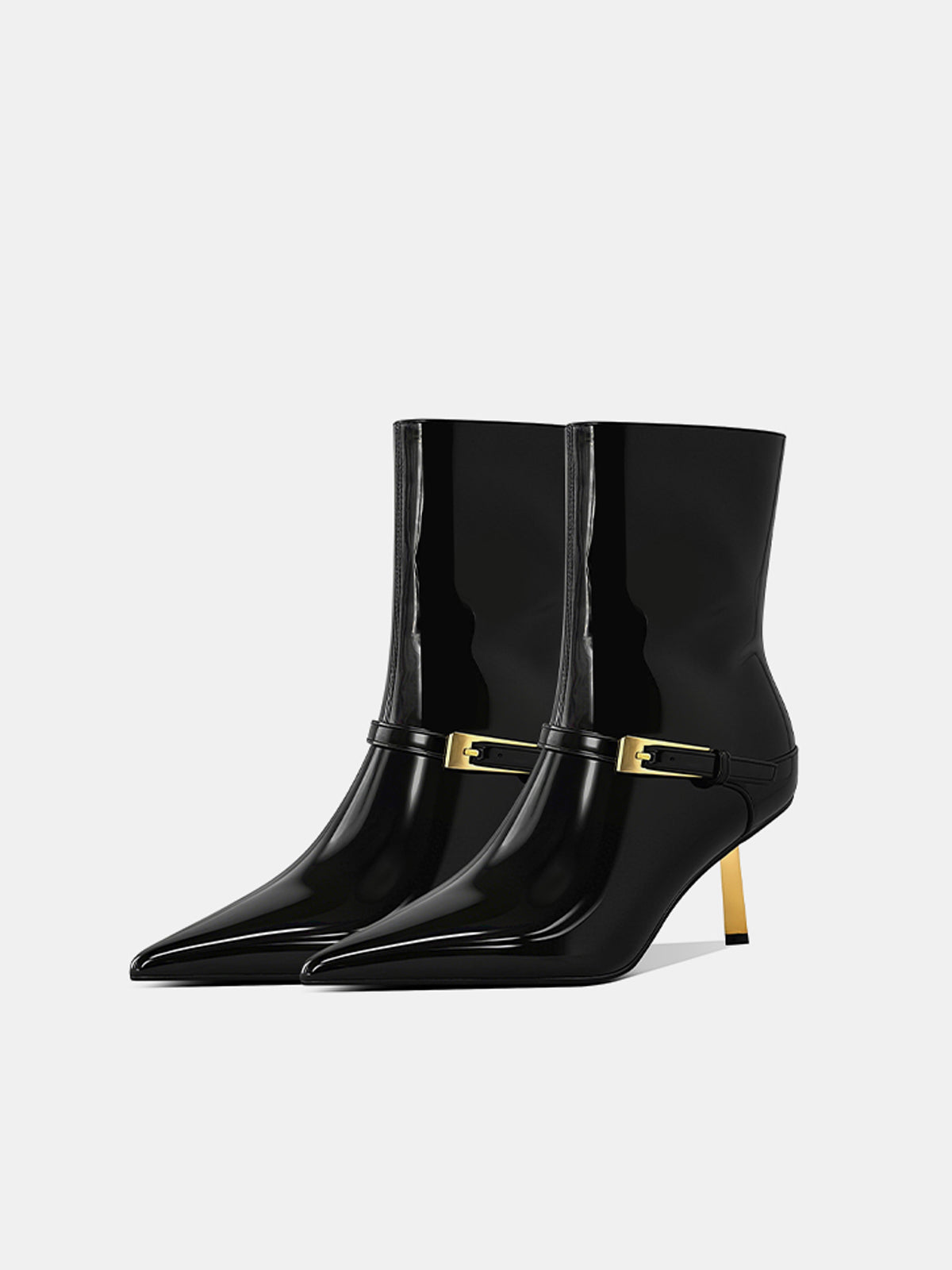 Lackleder Stiletto-Stiefeletten mit spitzer Kappe